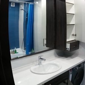 Комбінована тумба під пральну машину (білий колір + дерево)