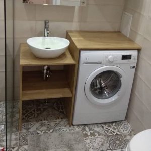 Класична пряма тумба під пральну машину з шухлядами